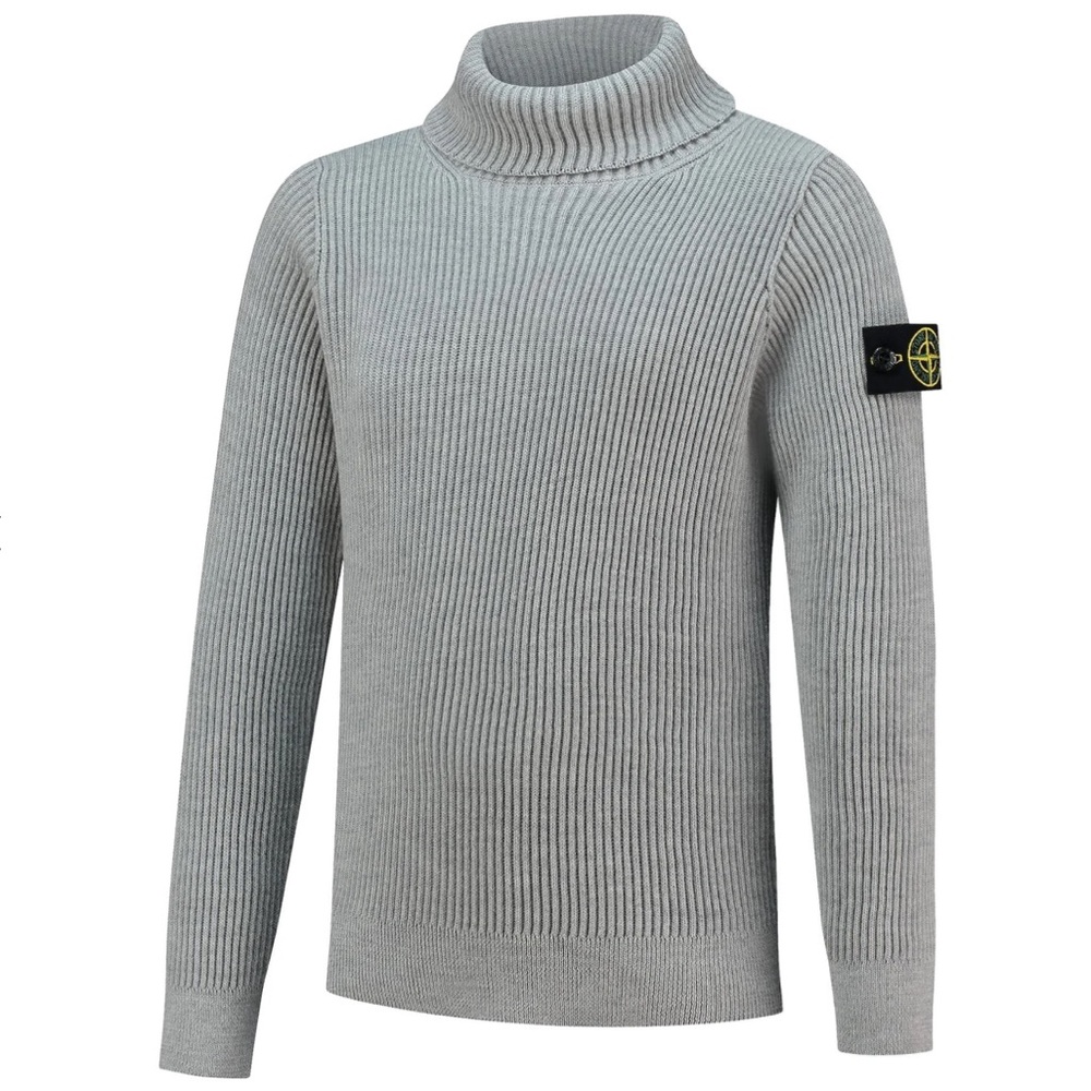 STONE ISLAND Wool Compass-patch Ribbed Turtleneck Sweater Jumper get men’s XXL